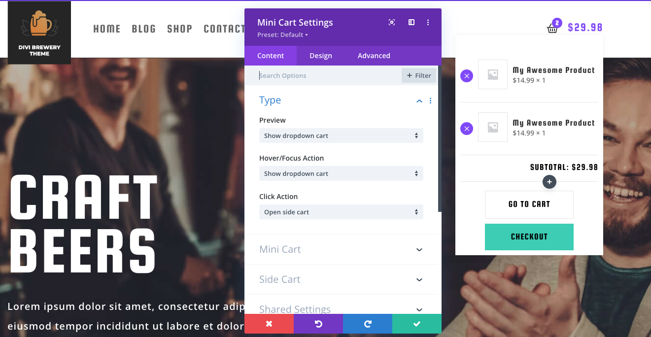 Divi Mini Cart  Divi Extensions
