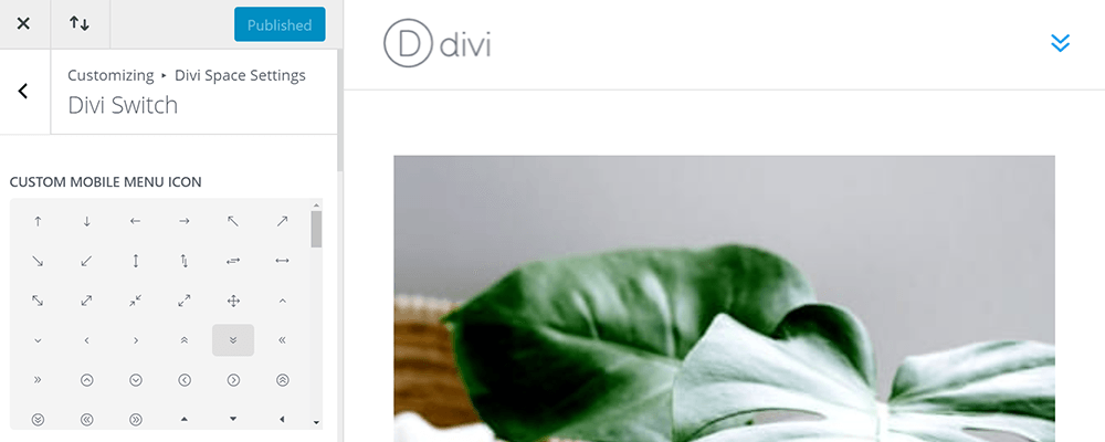 Divi Switch Mobile Menu Icon Selector