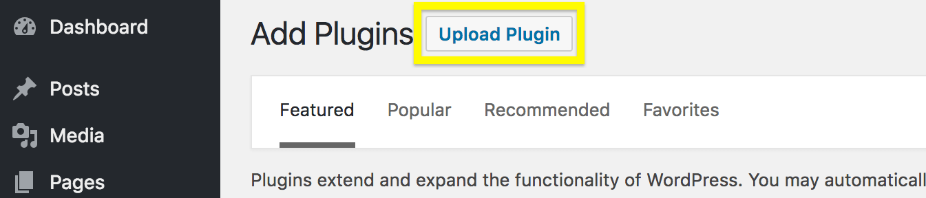 The Upload Plugin dialog