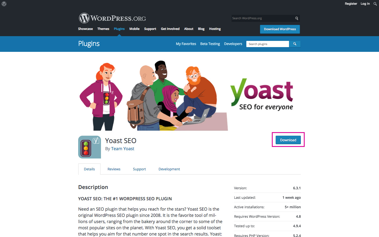 Download Yoast Plugin from WordPress Repository