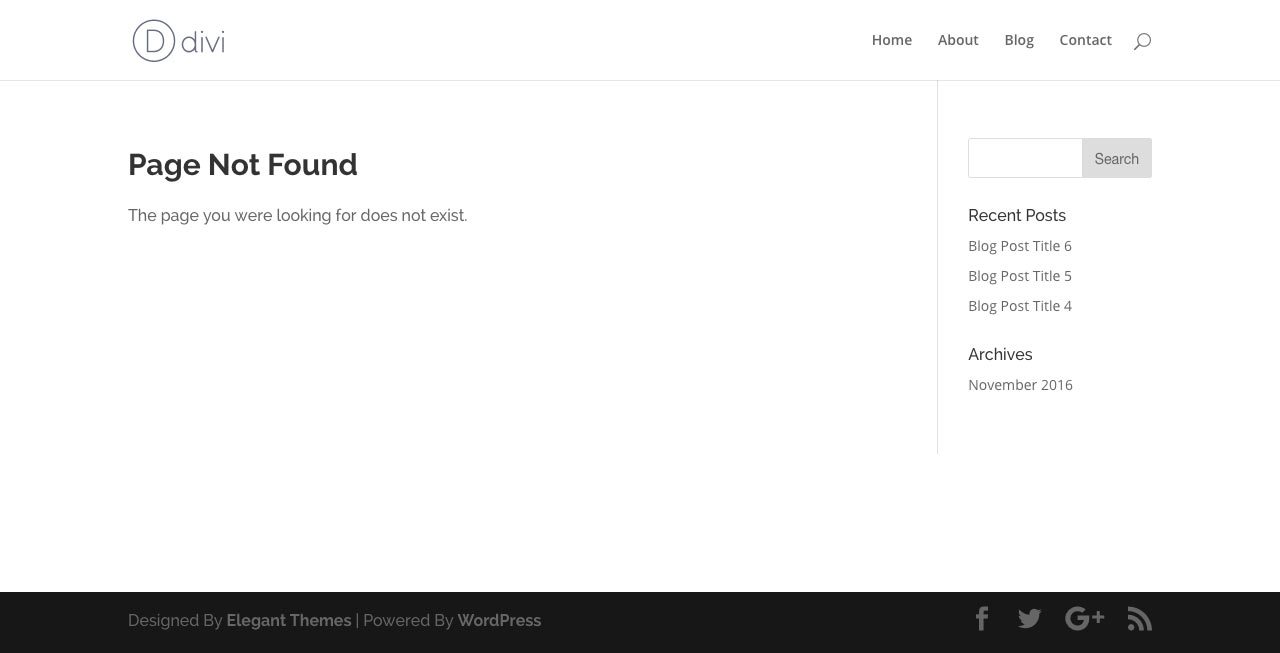 404 Error Page Divi Default