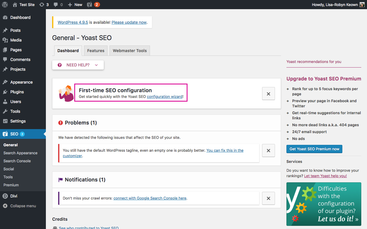 Setup Yoast SEO Plugin WordPress Dashboard