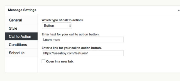 Ahoy Plugin for WordPress Call to Action
