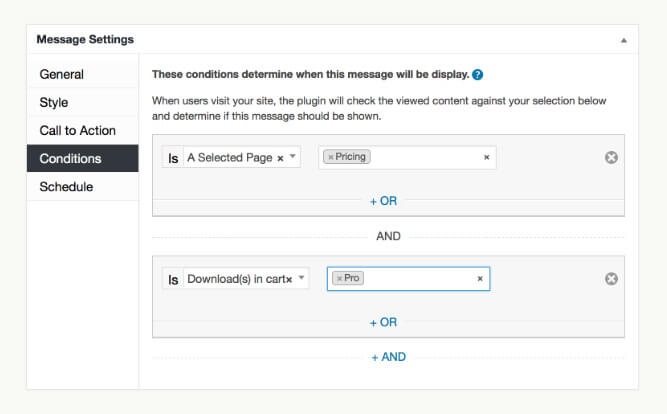 Ahoy Plugin for WordPress Conditions