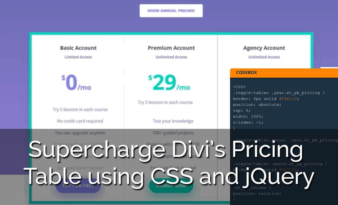 How to Supercharge Divi’s Pricing Table using CSS and jQuery