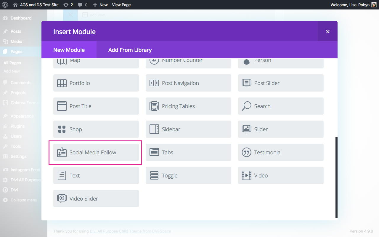 Divi Social Media Follow Module