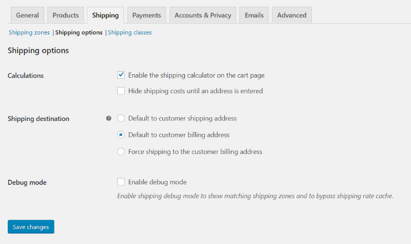 WooCommerce Shipping Options