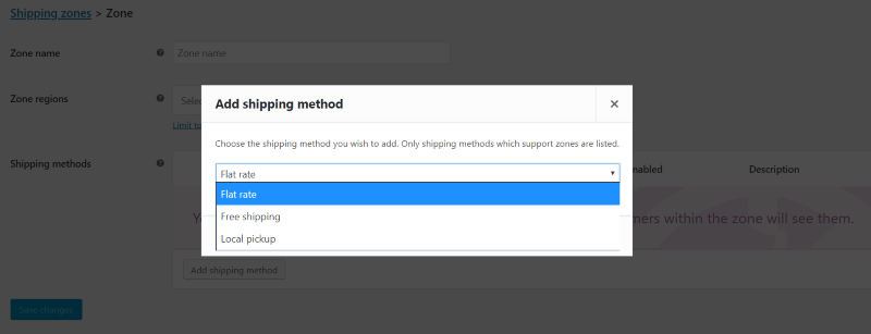WooCommerce shipping method