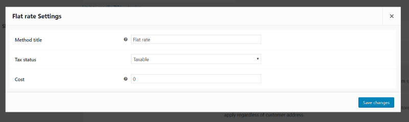 WooCommerce flat rate shipping settings 