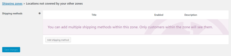 WooCommerce shipping methods for locations outside of your designated zones