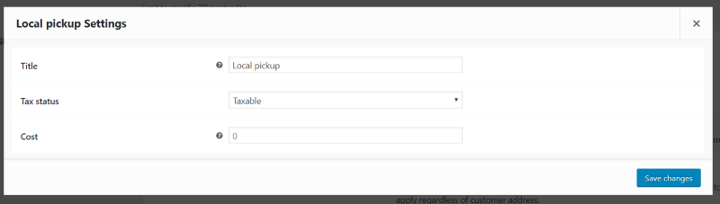 WooCommerce local pick up settings