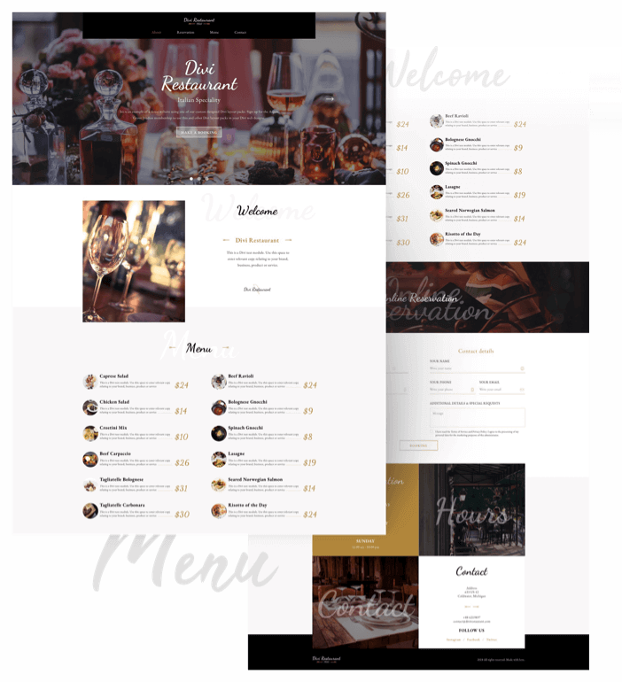 Best Free Divi Layout Packs Restaurant Layout from Divi Space