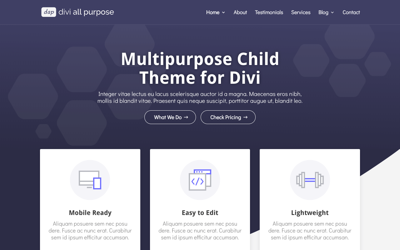 Free Divi Child Themes Divi All Purpose by Divi Space