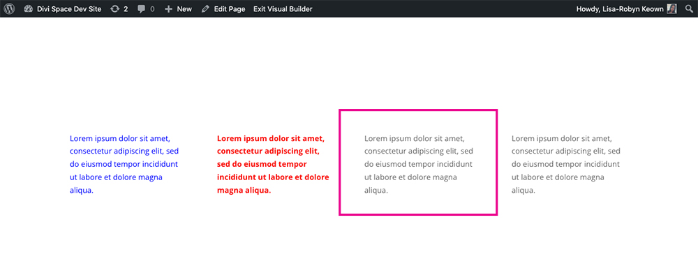 Divi Theme text module styled with CSS