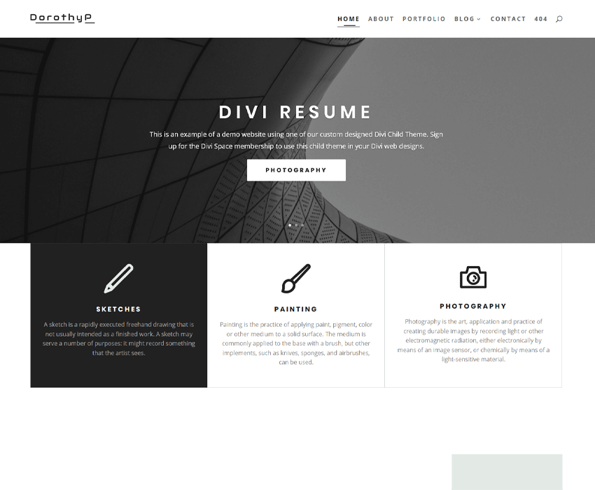 divi courses child theme homepage