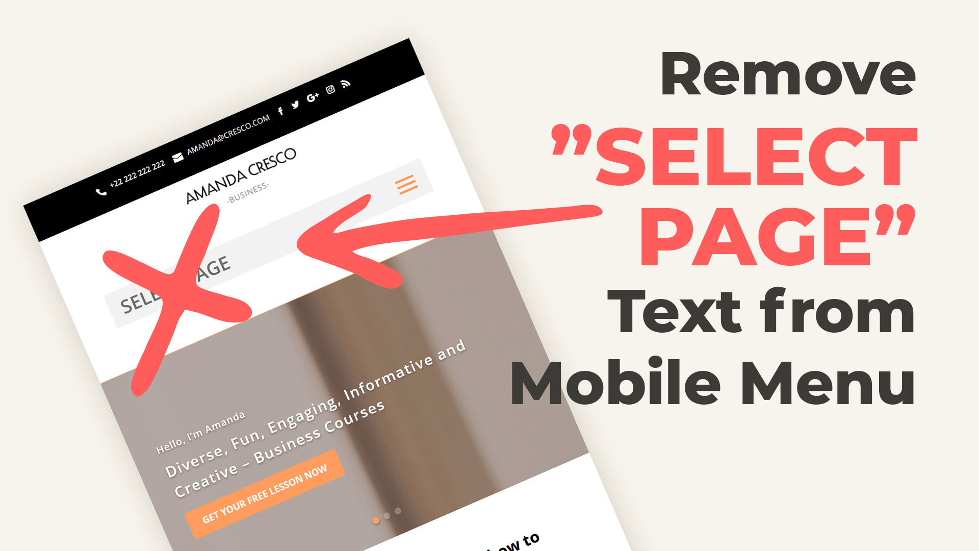 Remove “Select Page” Text from Divi’s Mobile Menu