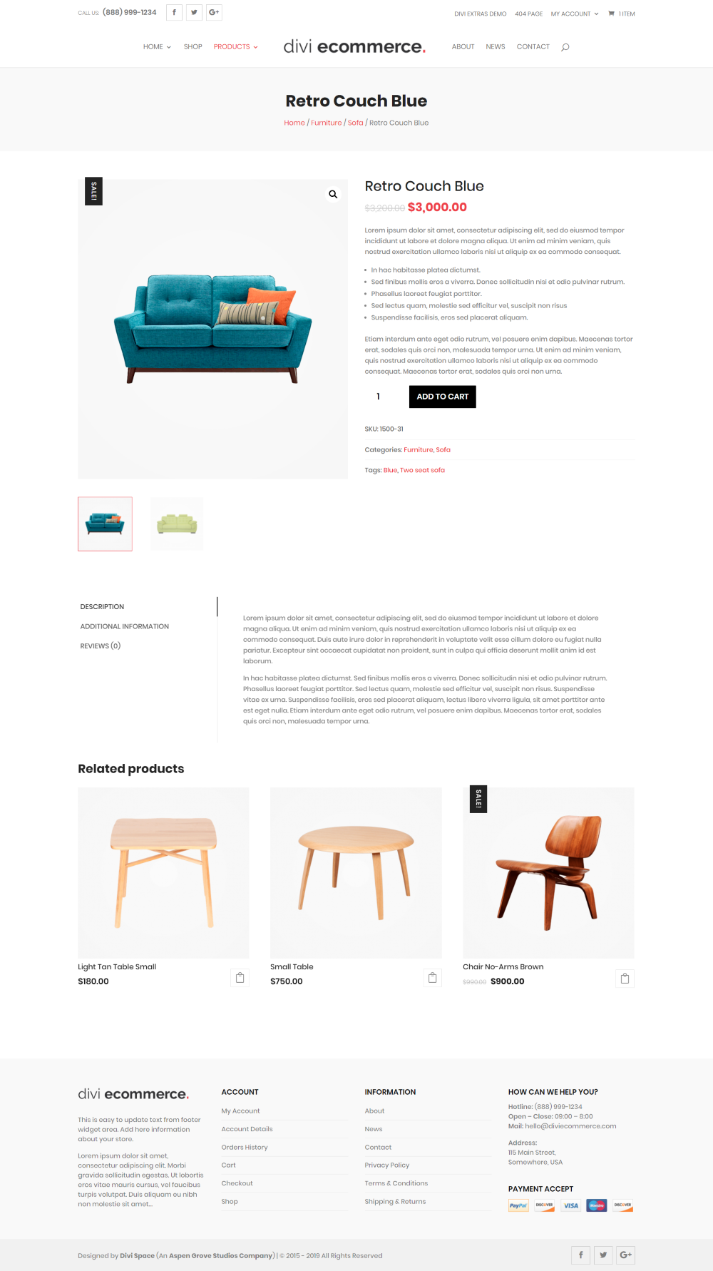 Divi Ecommerce Child Theme fullwidth product page layout