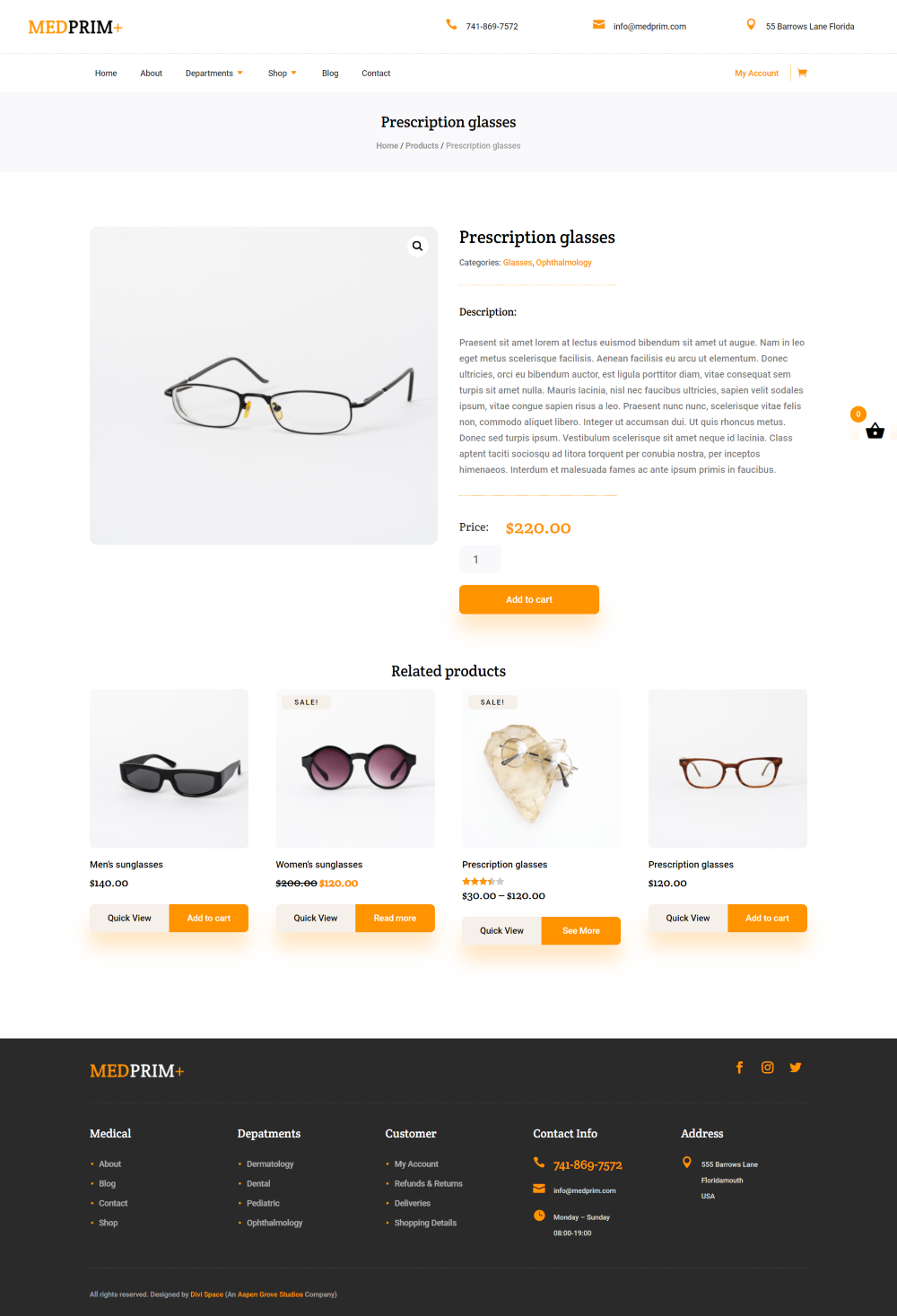 Divi Medical Ecommerce product page