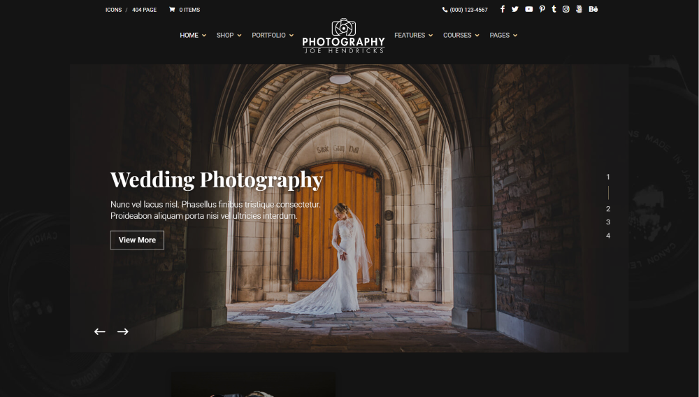 Divi Photography child theme above the fold