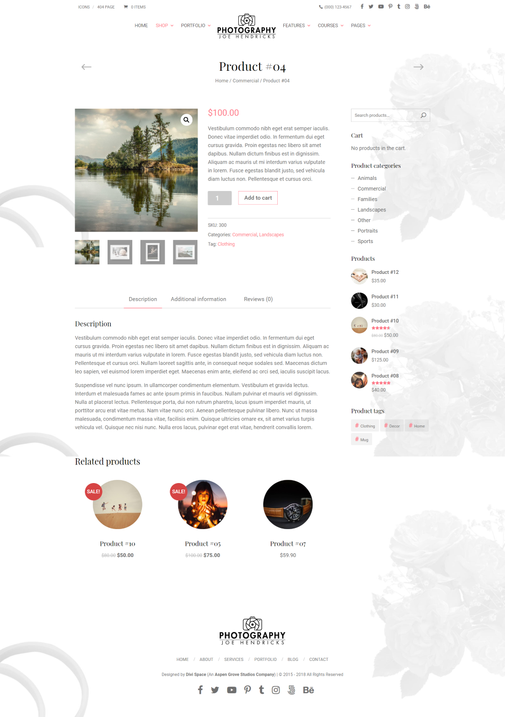 Divi Photography child theme product page