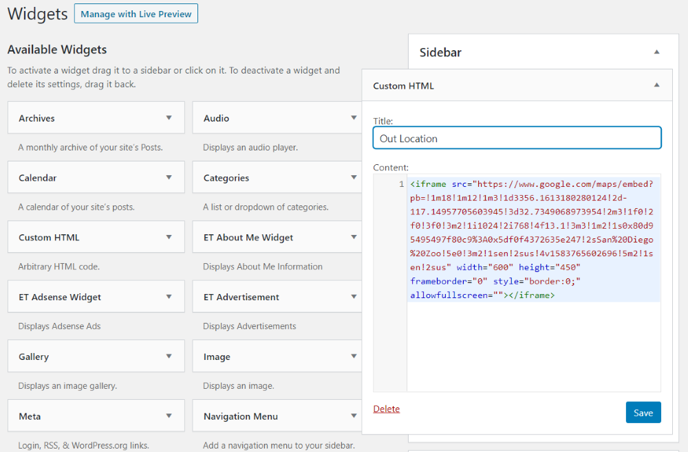 Embed Google Maps Code