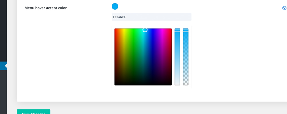 Color selector hover animation