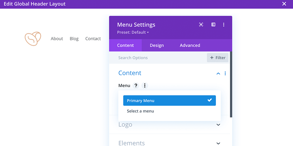 Divi menu module