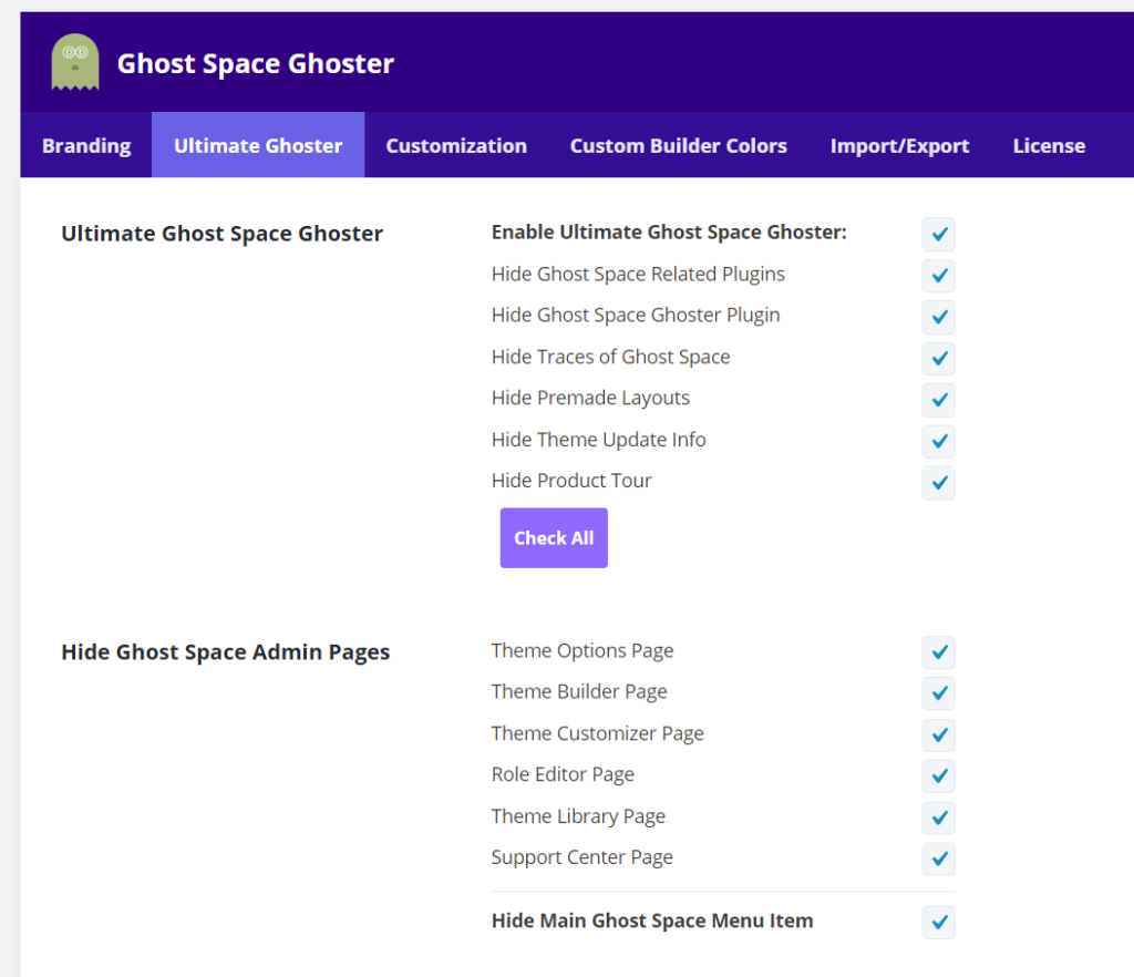 Divi Ghoster Ultimate Ghoster customization options