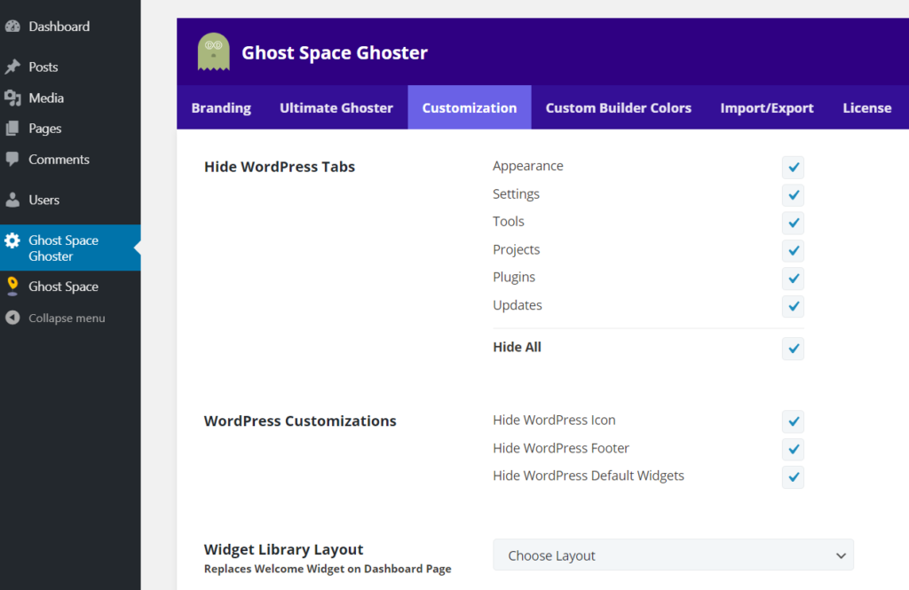 Divi Ghoster WordPress customization options