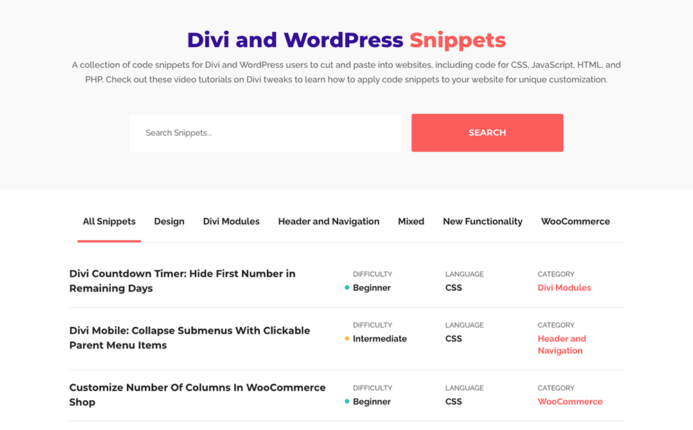 Divi Space CSS code snippets and Divi tutorials