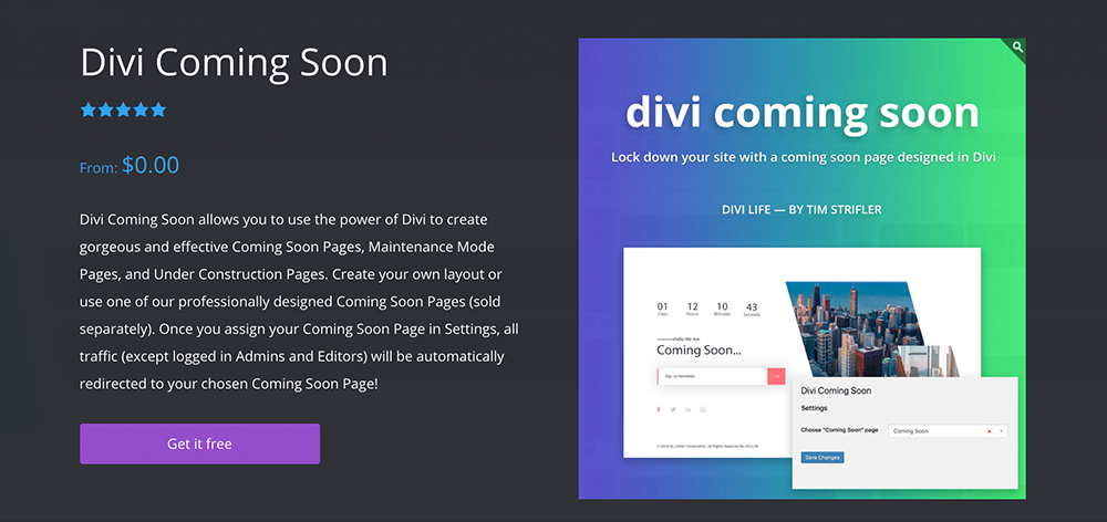 divi life coming soon plugin