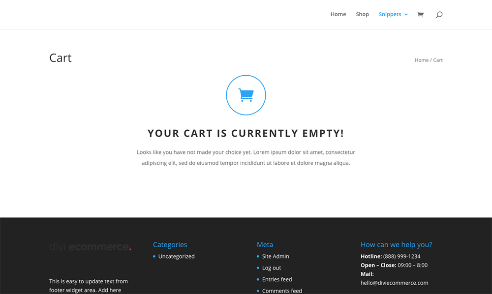 Customize WooCommerce Empty Shopping Cart Page - CSS added