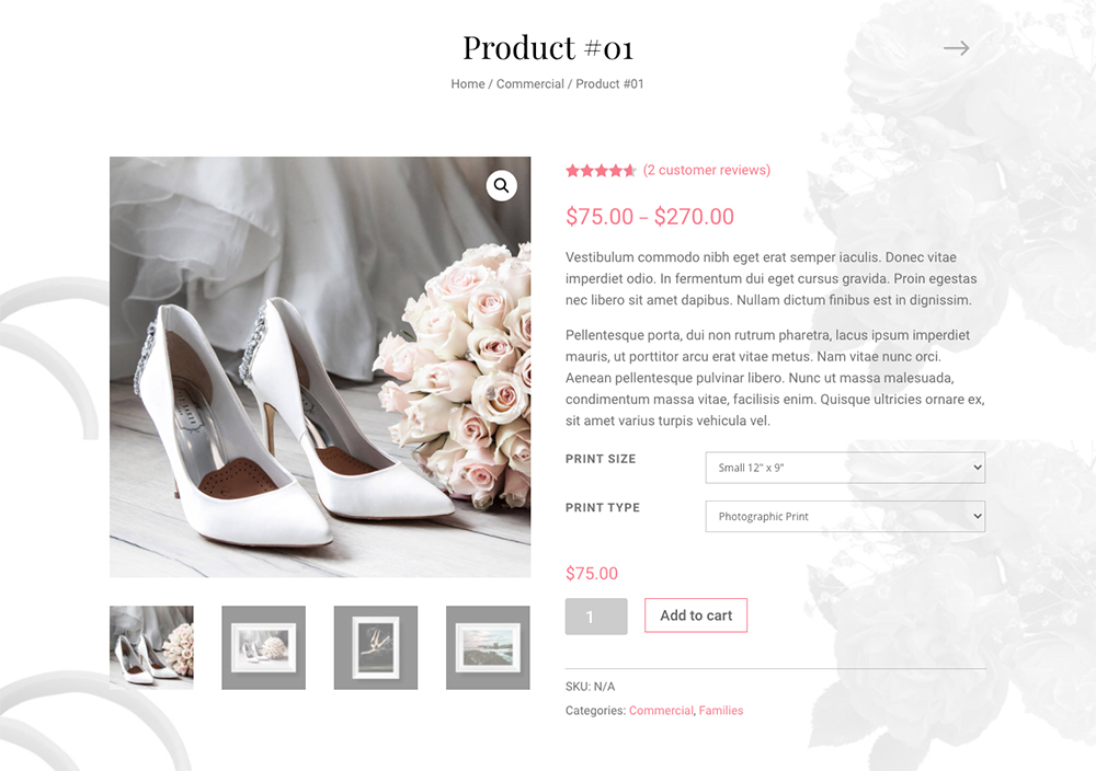 Best Divi Ecommerce Child Themes Divi Photography - Variable product page