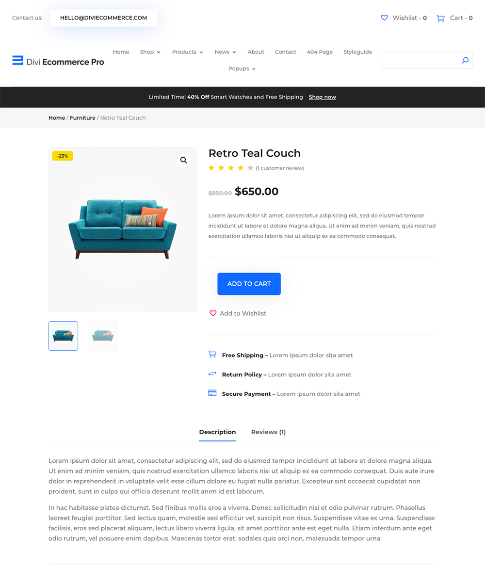 WooCommerce Divi Ecommerce Pro product listing preview