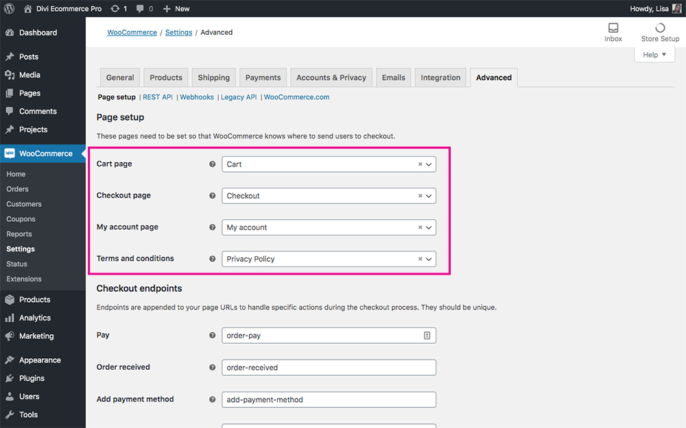 WooCommerce advanced tab settings