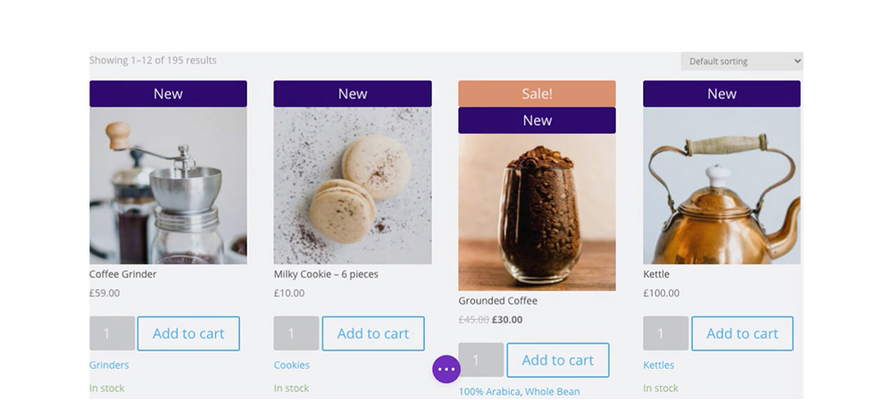 Divi Shop Builder WooCommerce Product List Module Default View