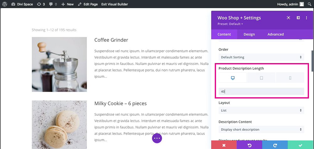 Divi Shop Builder WooCommerce Product List View 