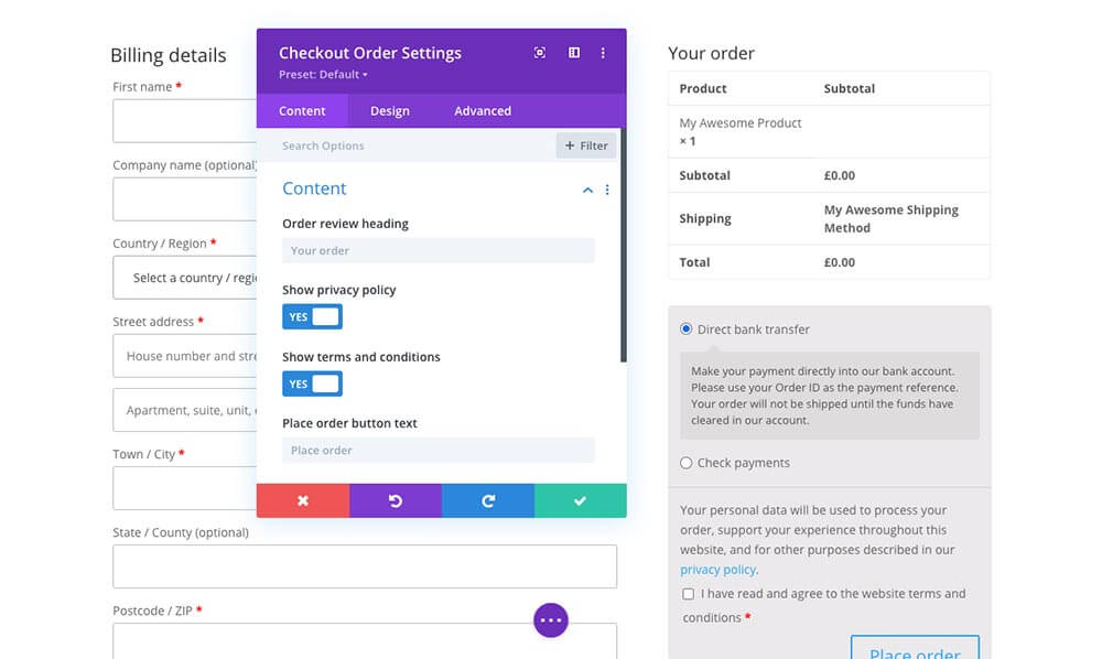 Customize the WooCommerce Checkout page with Divi