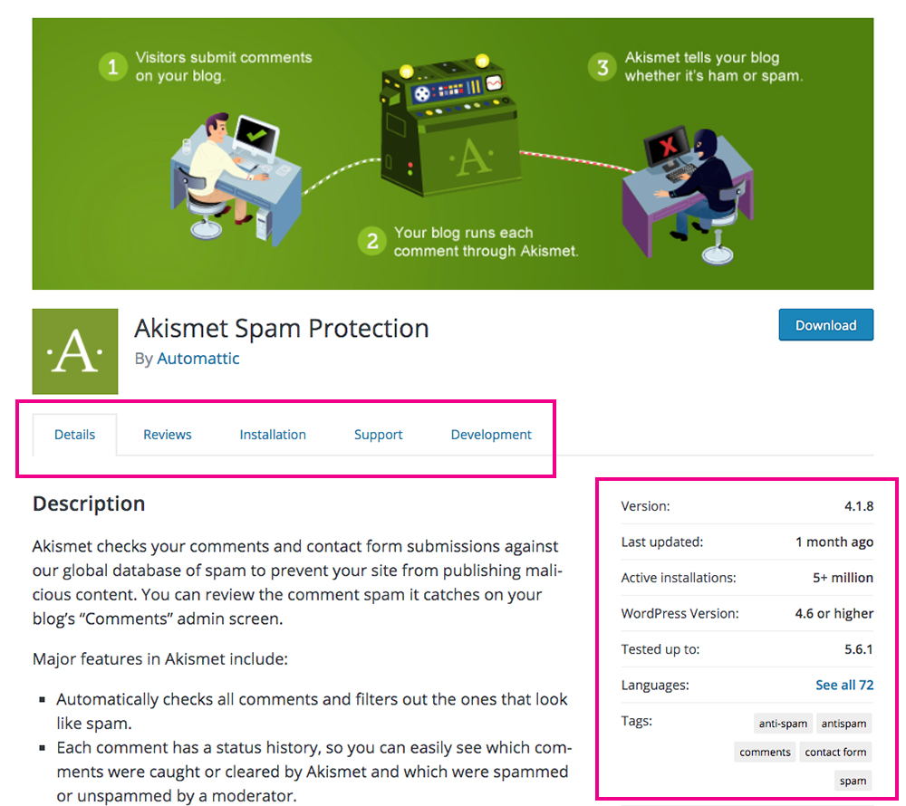 Akismet WordPress anti-spam plugin WordPress repository