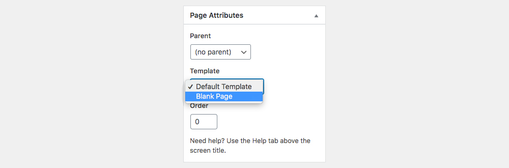 Custom WordPress dashboard create page blank template