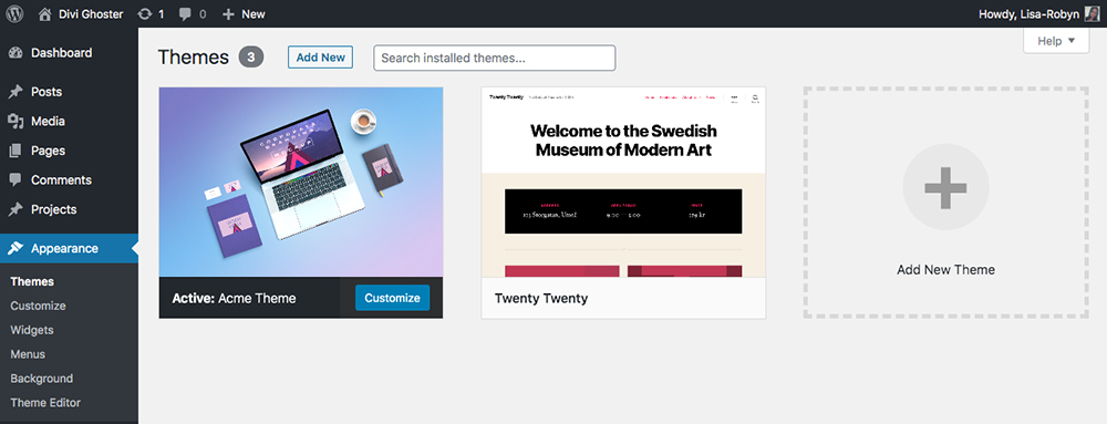 Divi Ghoster set up Custom Theme Image option complete