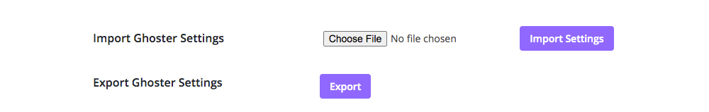 Divi Ghoster set up Import Export tab