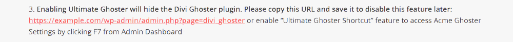 Divi Ghoster set up Ultimate Ghoster dashboard settings URL