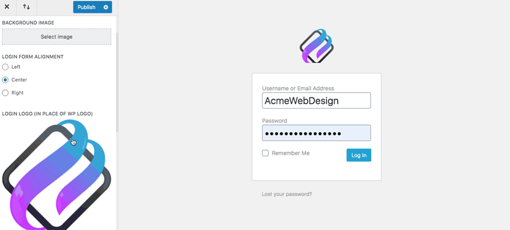 Divi Ghoster set up login customizer