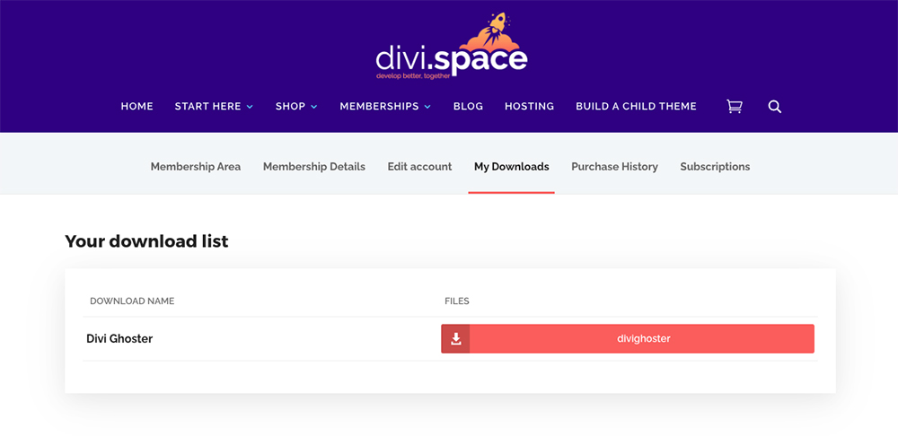 Divi Ghoster set up post download plugin