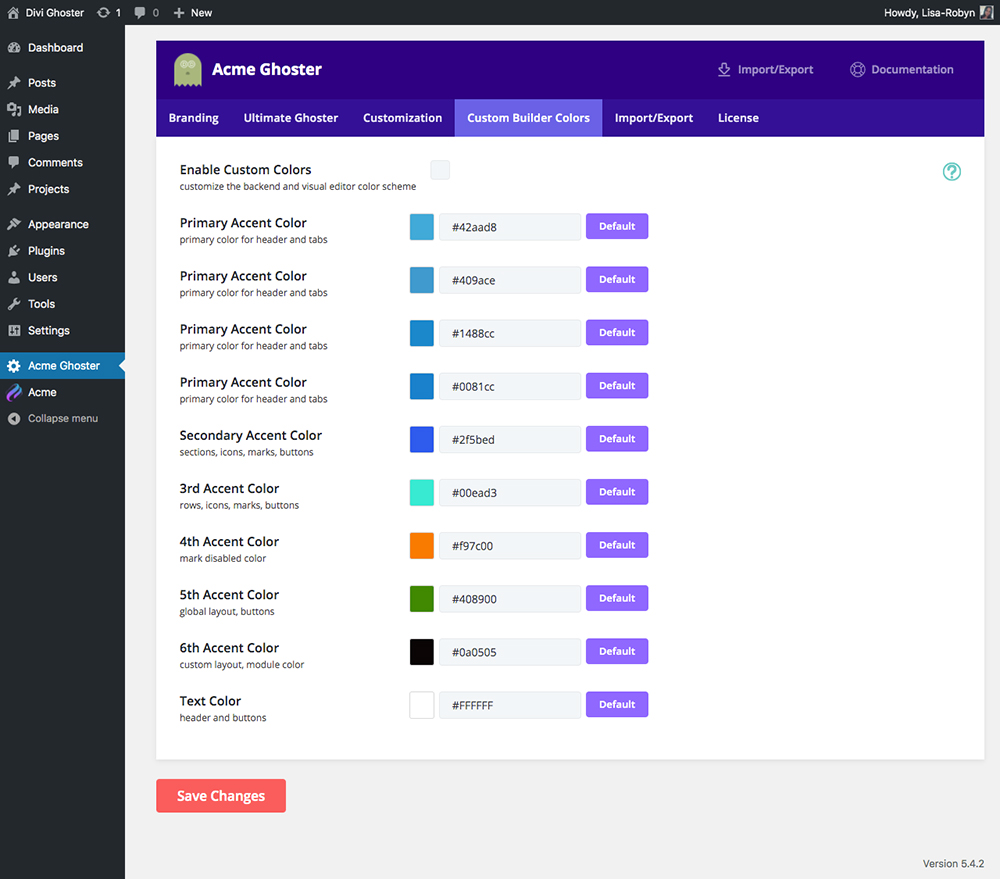 Divi Ghoster set up updated colors