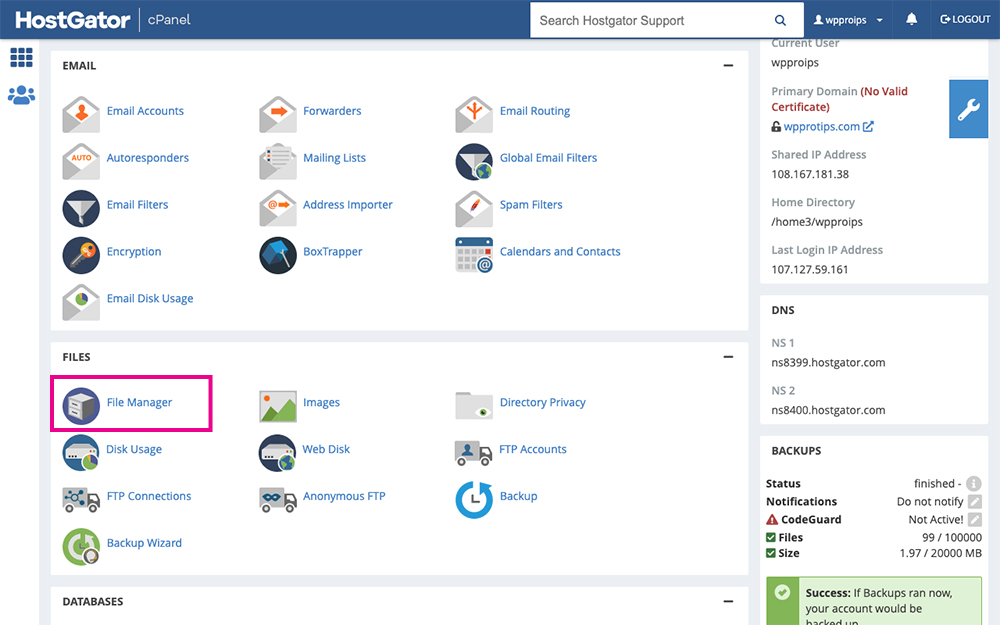 cPanel File Manager