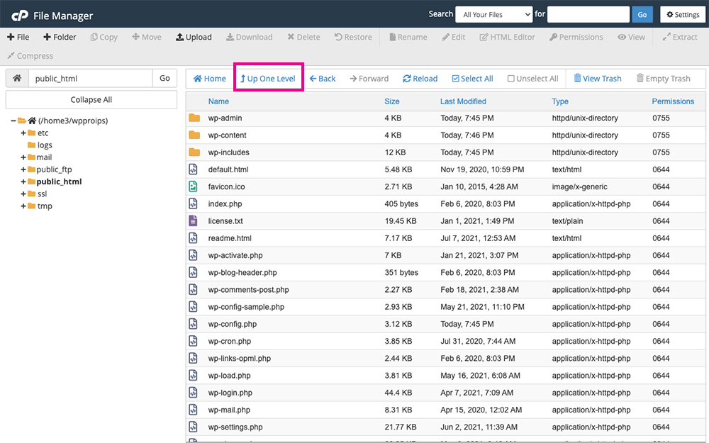 cPanel file manager