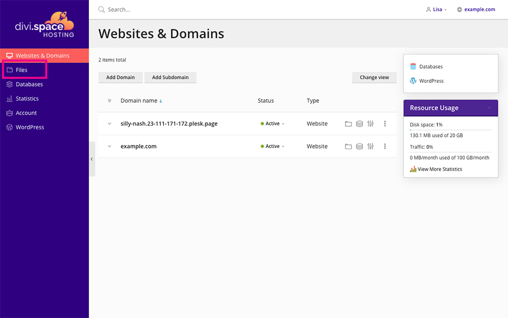 Migrate Divi Space Files