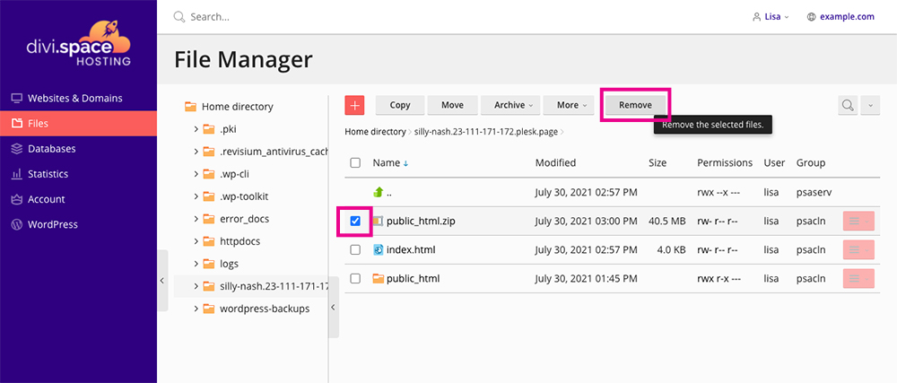 Migrate Divi Space file manager